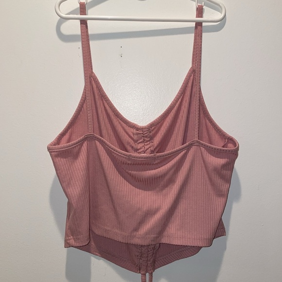 Pink Tie Front Cropped Tank Top - Picture 6 of 6